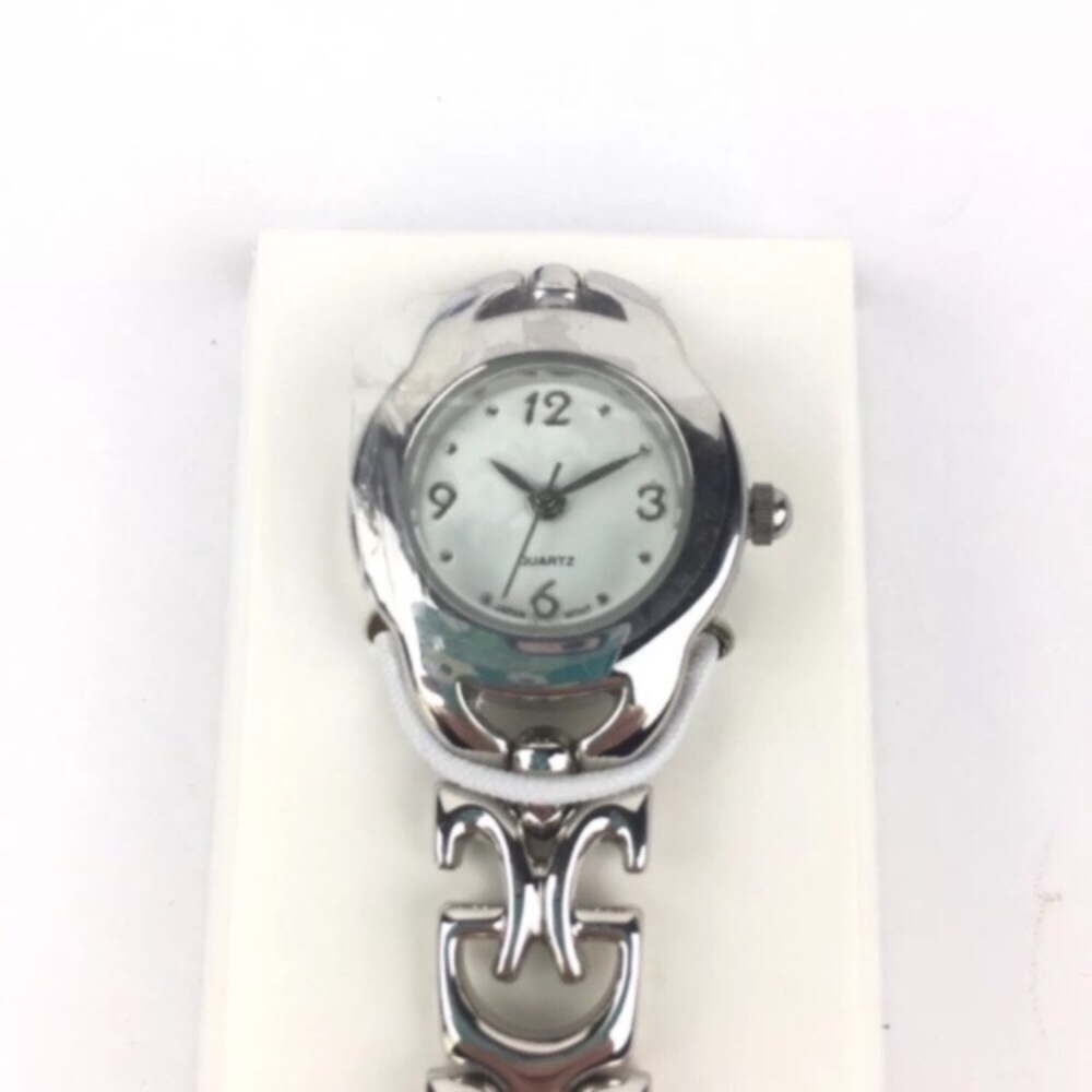 AVON Watch 2 Keychains Elegant Open Link Bracelet Style Silvertone Accessories - Picture 4 of 8